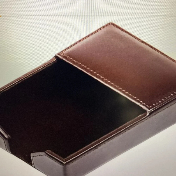 5 PC -DACASSO ECONOLINE DARK BROWN LEATHER DESK ORGANIZER SET (COLOR: Dark Brown - Picture 5 of 5